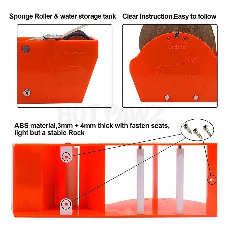 Water Activated Paper Tape Dispenser "Orange"