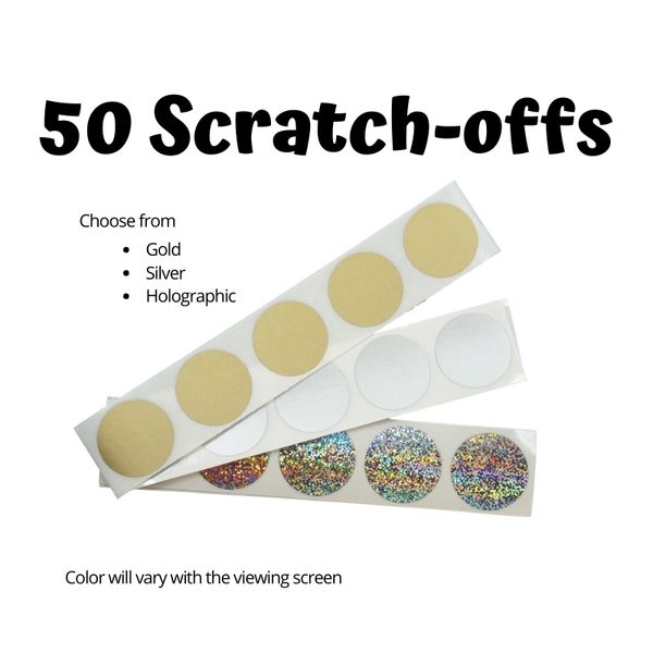 50 Scratch off Labels to Stick On, Silver Round 5 Cm Scratch off Stickers 