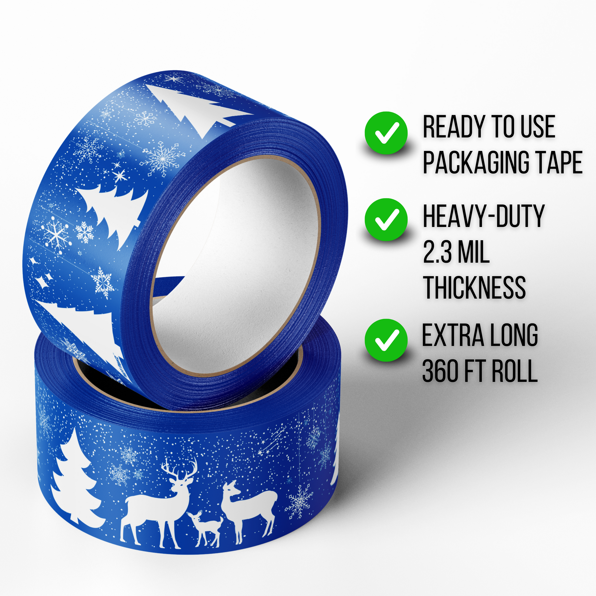 Packing Tape, Acrylic Colorful Snow, 50 mm x 120 yd, 2.3 mil Heavy Duty, 1 Roll