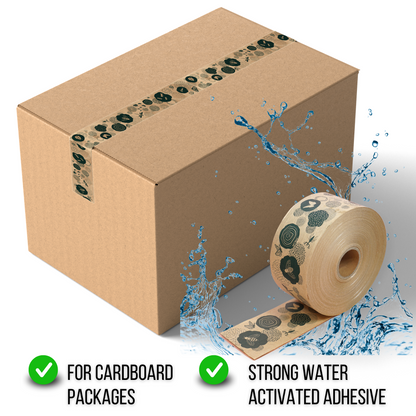 Water-activated Fiber-reinforced Paper Packing Tape, Green Nature: B-grade