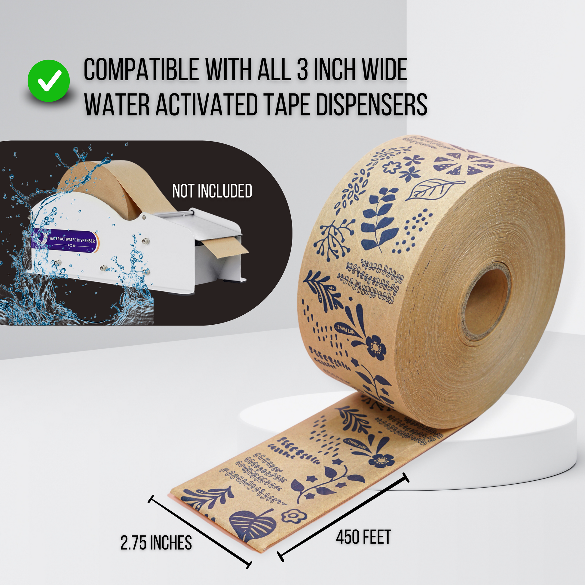 Brown Kraft Paper Tape (Water-Activated) Eco-Friendly Tape (2 Inch