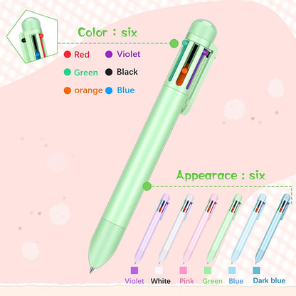 Multicolor Ballpoint Pen 6 in 1 Colored Pens 0.5mm